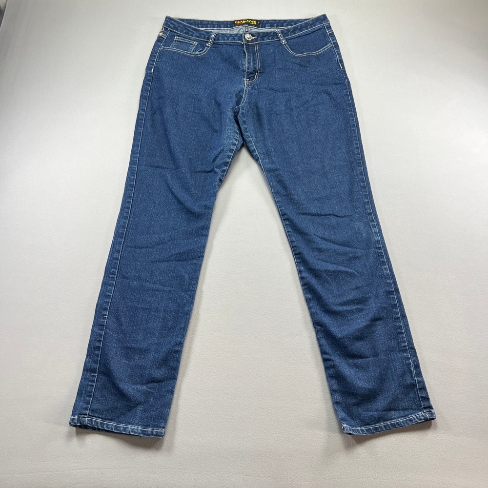 Charlotte Russe Straight Jeans Womens 14 Blue Denim Stretch Dark Wash Streetwear